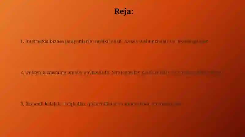 Internetda biznes jarayonlarini tashkil etish: Asosiy tushunchalar va texnologiyalar 2