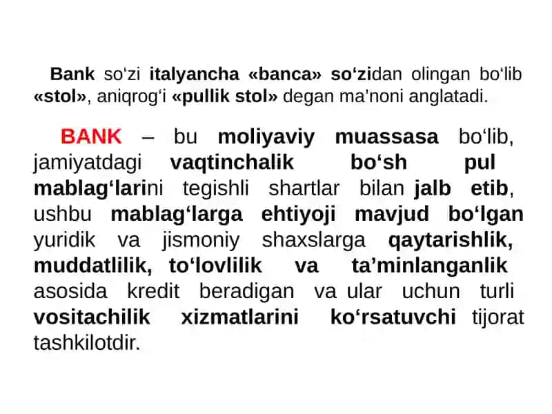 Banklarning kelib chiqishi va bank tizimi 2
