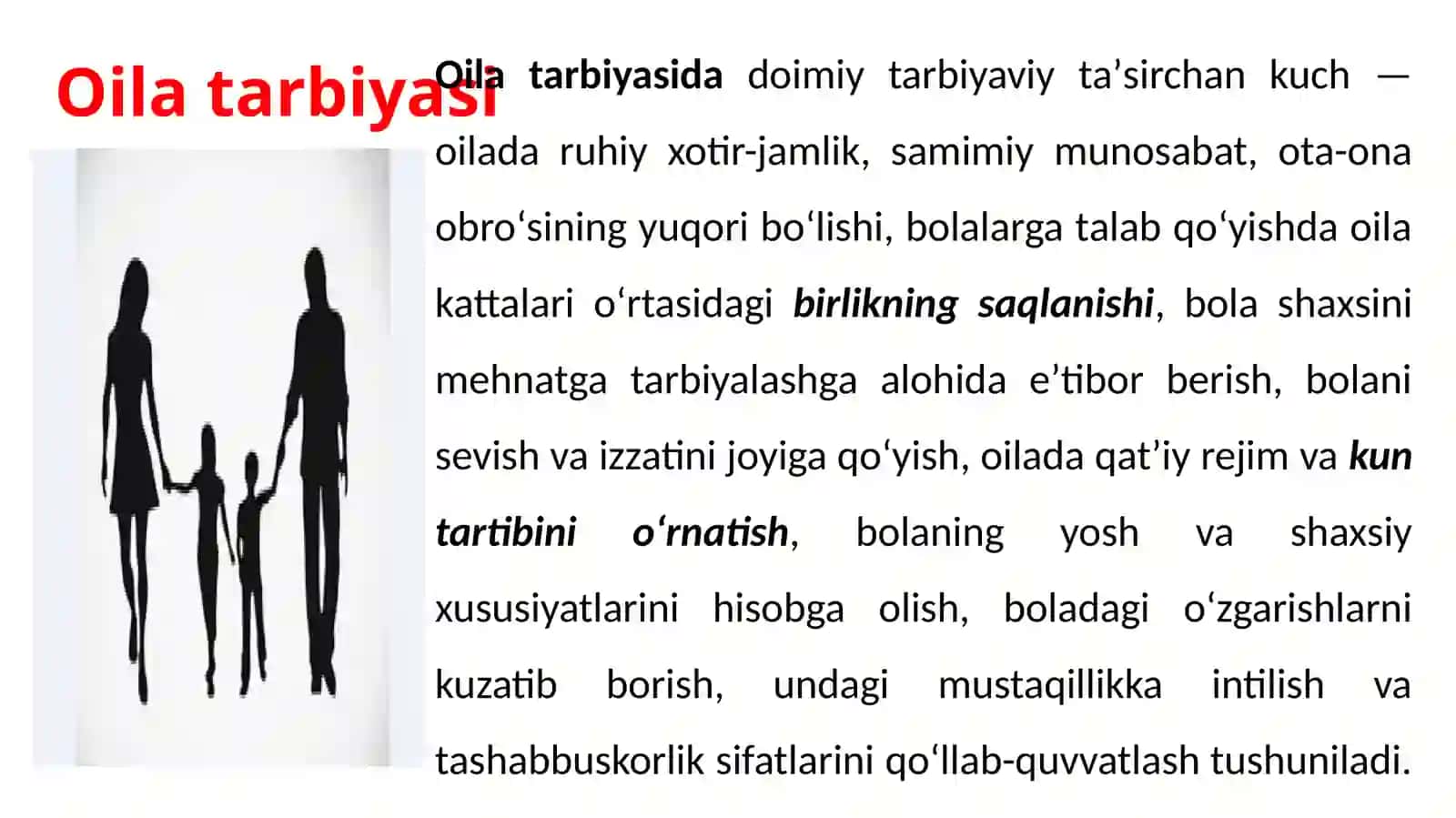 Oila va MTT hamkorligida bolalarni ma’naviy-axloqiy ruhda tarbiyalash yo‘llari. MTT va oila hamkorligida milliy qadriyatlar asosida shaxsni shakllantirish 2