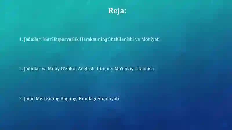 Jadid manfat parvarlarning oʻlka ijtimoiy manaviy hayotida tutgan oʻrni 2