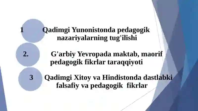 Qadimgi Yunoniston, Rim va Hindiston dədə-Tarbiyatizimi hamda pedagogik fikrlar taraqqiyoti 2