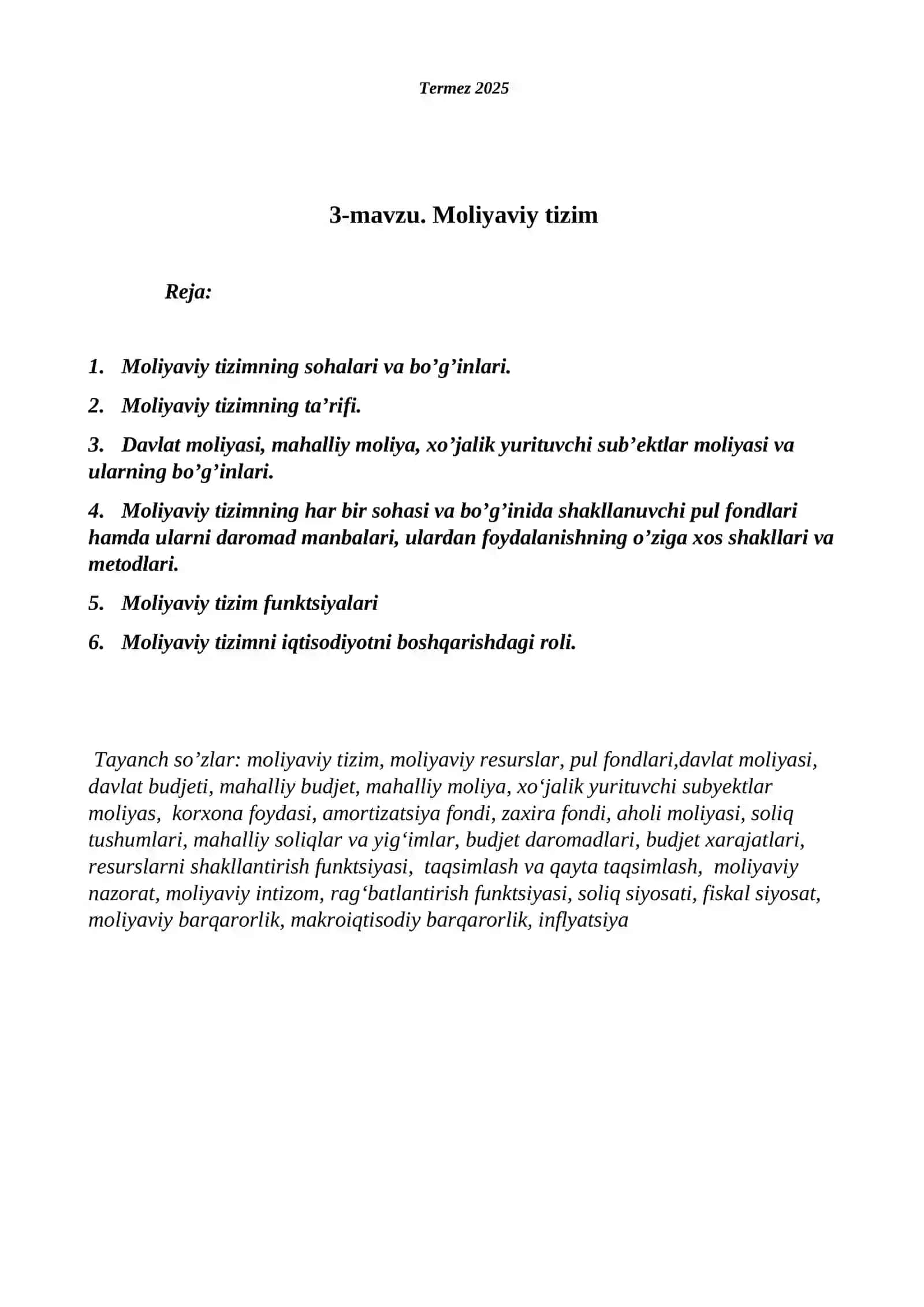Moliyaviy tizim 2