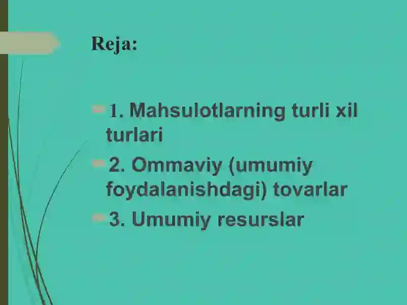Ijtimoiy ne`matlar va umumiy resurslar 2
