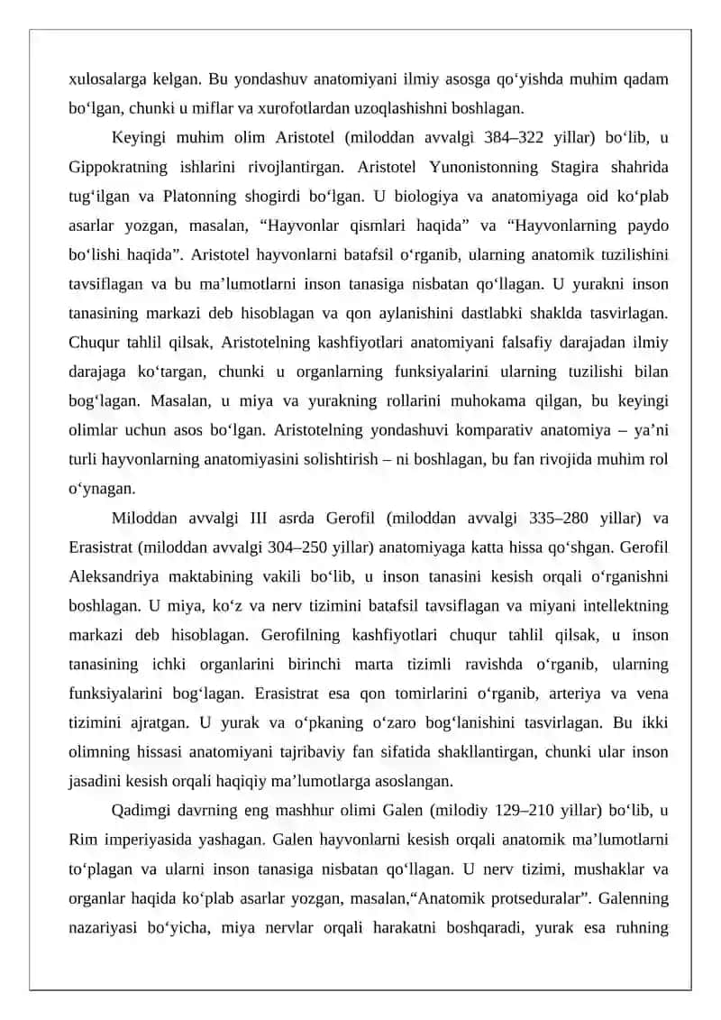 Anatomiyaning rivojlanish tarixiga xissa qo‘shgan olimlar 2