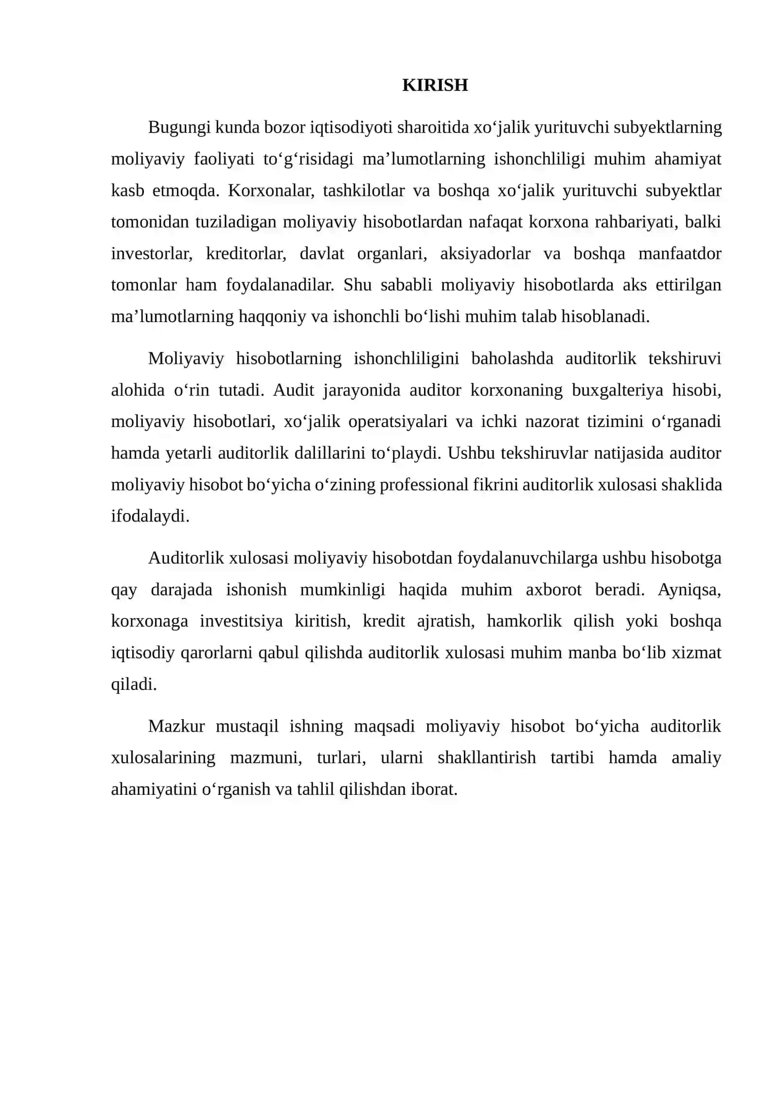 MOLIYAVIY HISOBOT BO‘YICHA AUDITORLIK XULOSALARI MAVZUSIGA OID TAHLIL 2