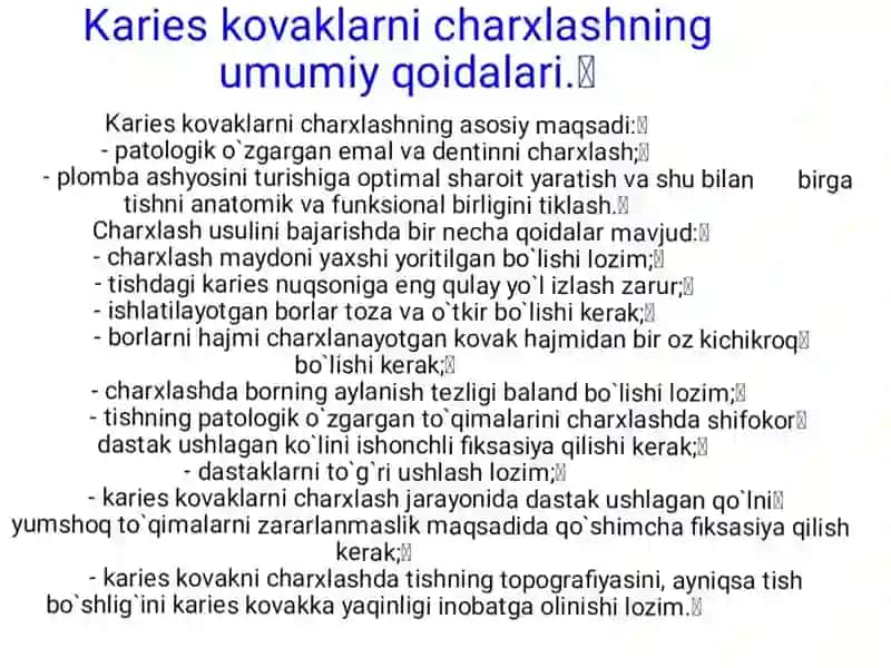 Blek 5-sinf. Karies kovaklarini restavratsiya qilishning klinik tamoyillari 2