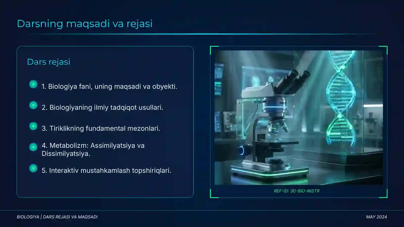 BIOLOGIYA | DARS REJASI VA MAQSADI 2