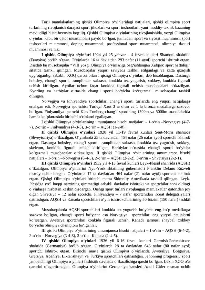 QISHKI OLIMPIYA O‘YINLARI 2