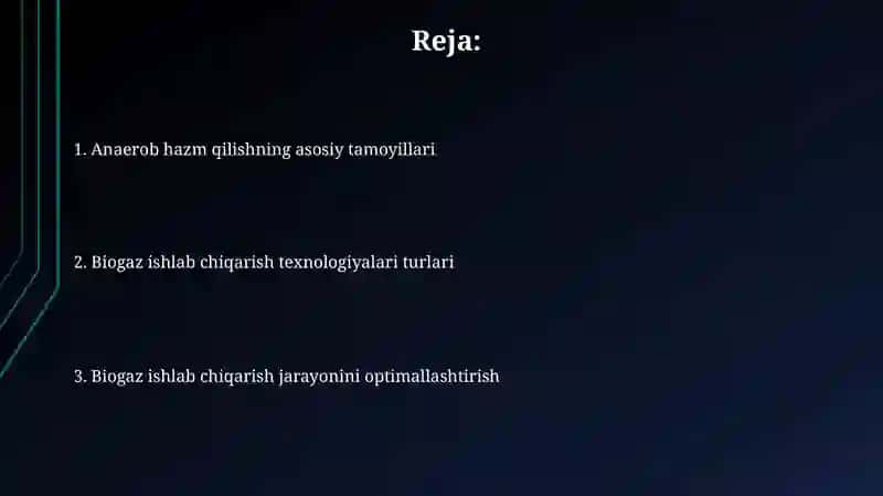 Anaerob bijg‘ish jarayonlarida biogaz ishlab chiqarish texnologiyasi 2