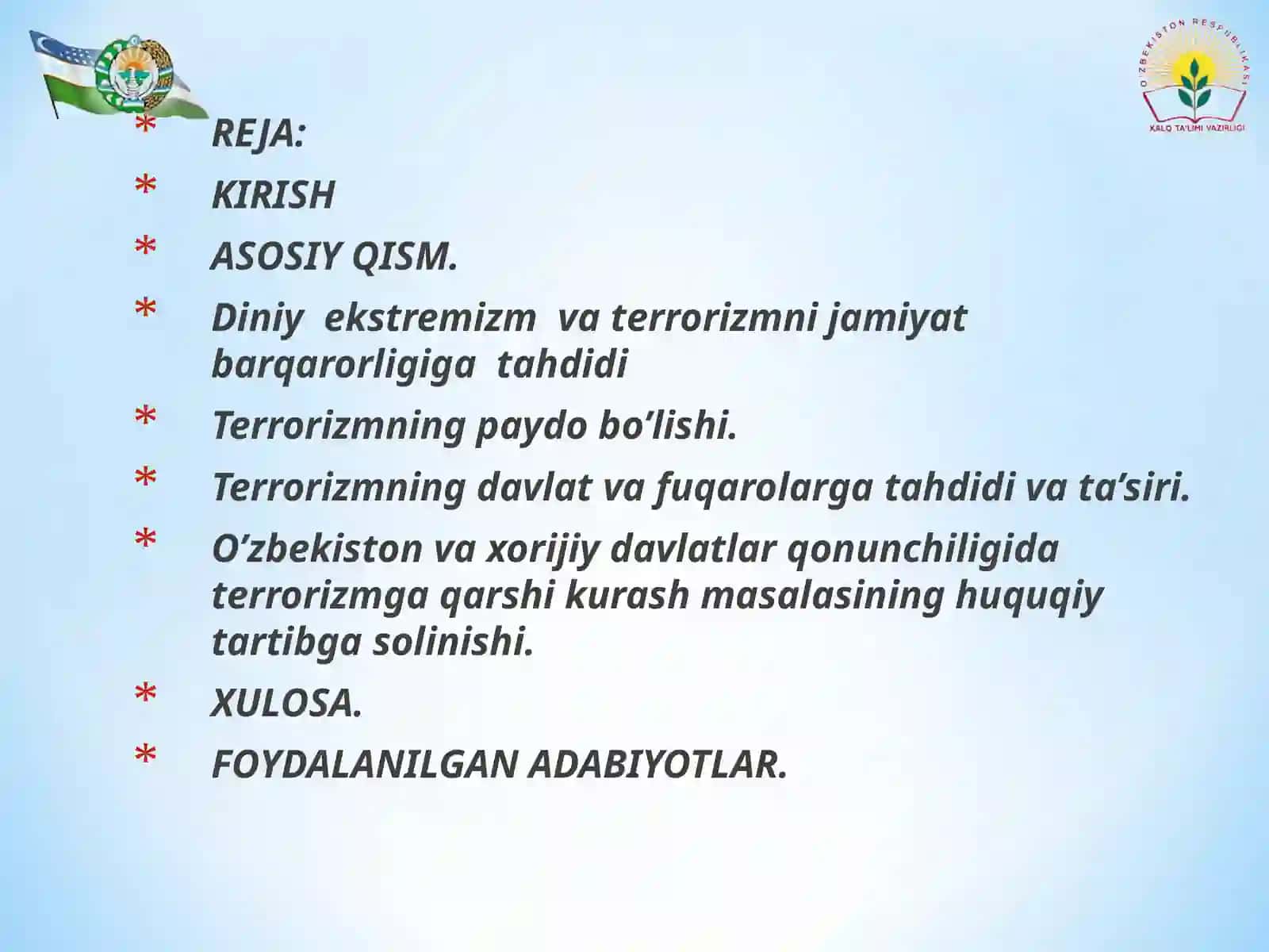Diniy ekstremizm va terrorizmni jamiyat barqarorligiga tahdidi 2