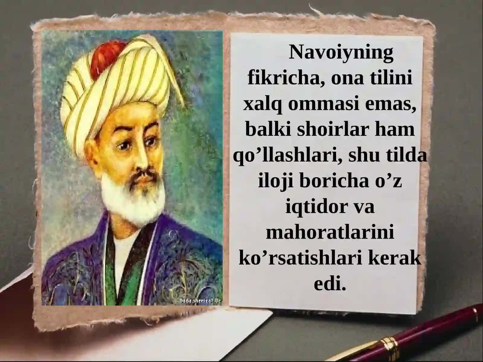Alisher Navoiy – oʻzbek tilini umumtoʻzlik darajasiga koʻtargansimo. Alisher Navoiy va Bobur sarlarning til xususiyatlari 2