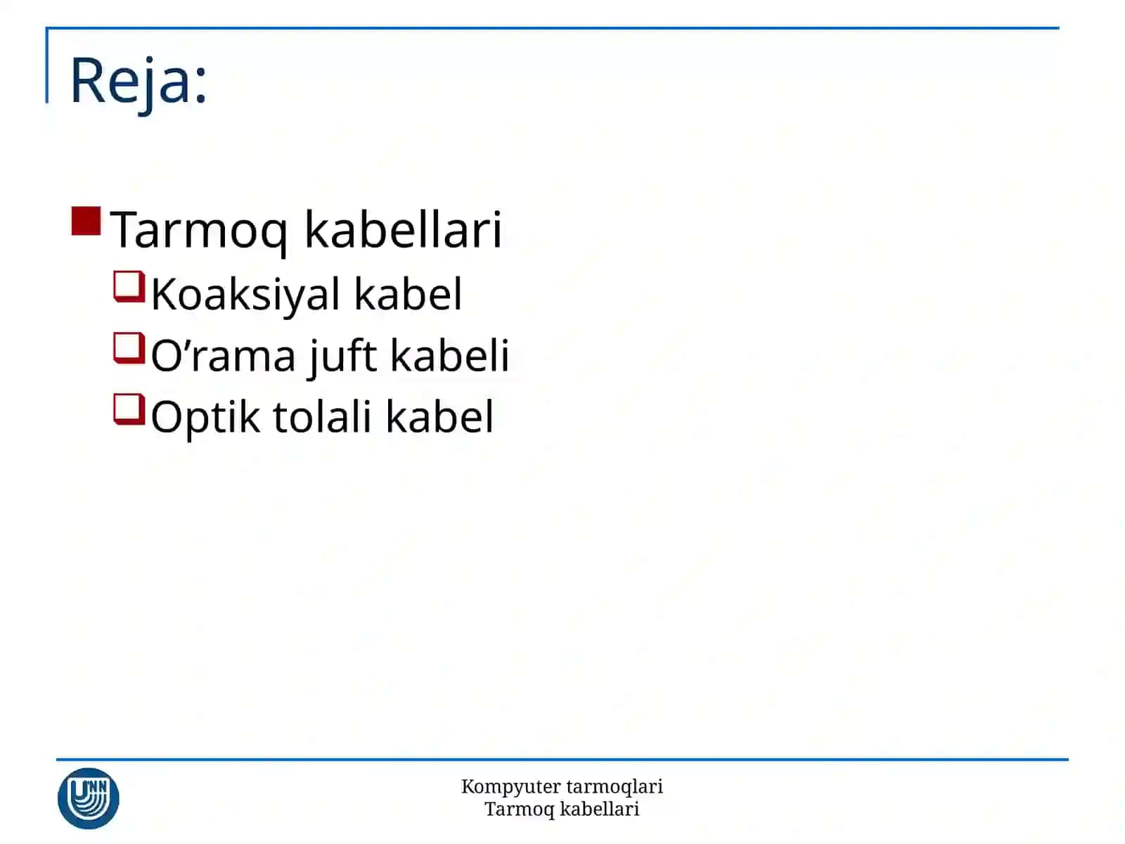 Tarmoqda ishlatiladigan kabel turrlari 2