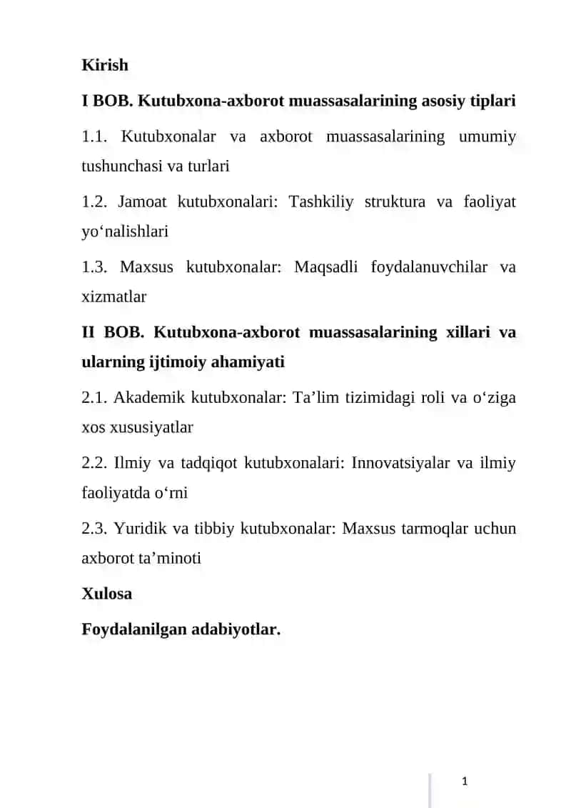 KUTUBXONA-AXBOROT MUASSASALARINING ASOSIY TIPLARI VA XILLARI 2