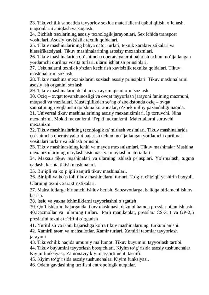 Gazlamalarga ishlov berish praktikumi 2