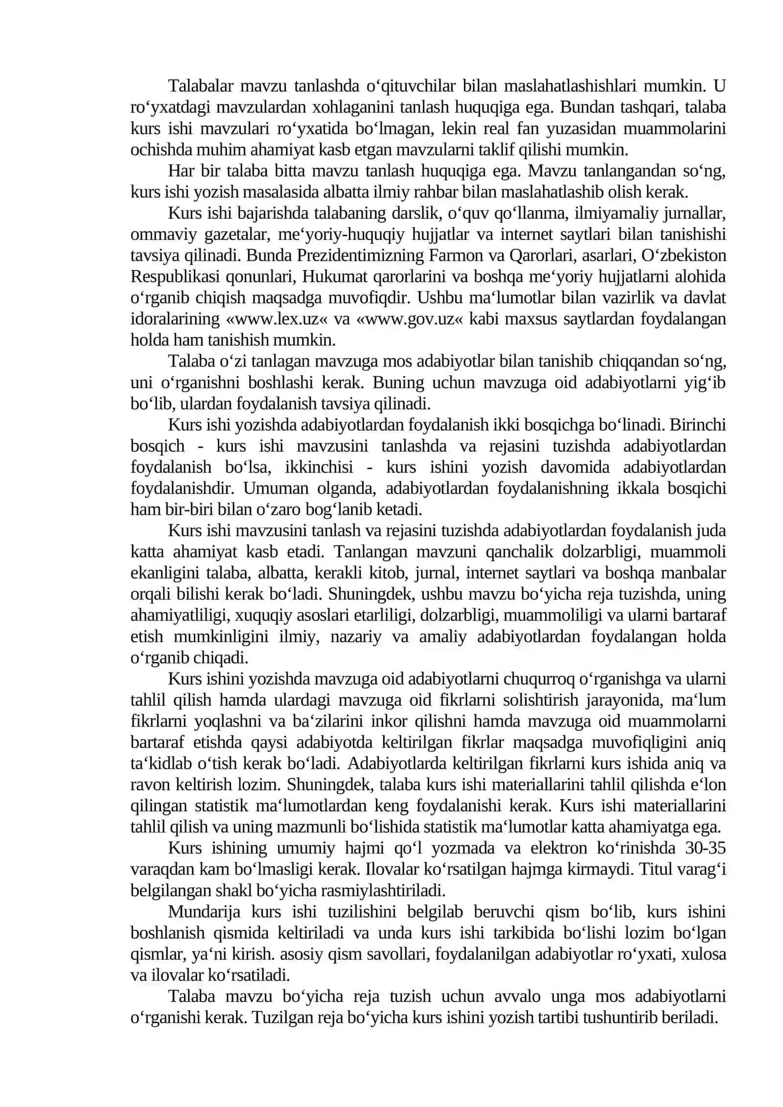 KURS ISHI, BITIRUV MALAKAVIY ISHNI YOZISH TARTIBI 2
