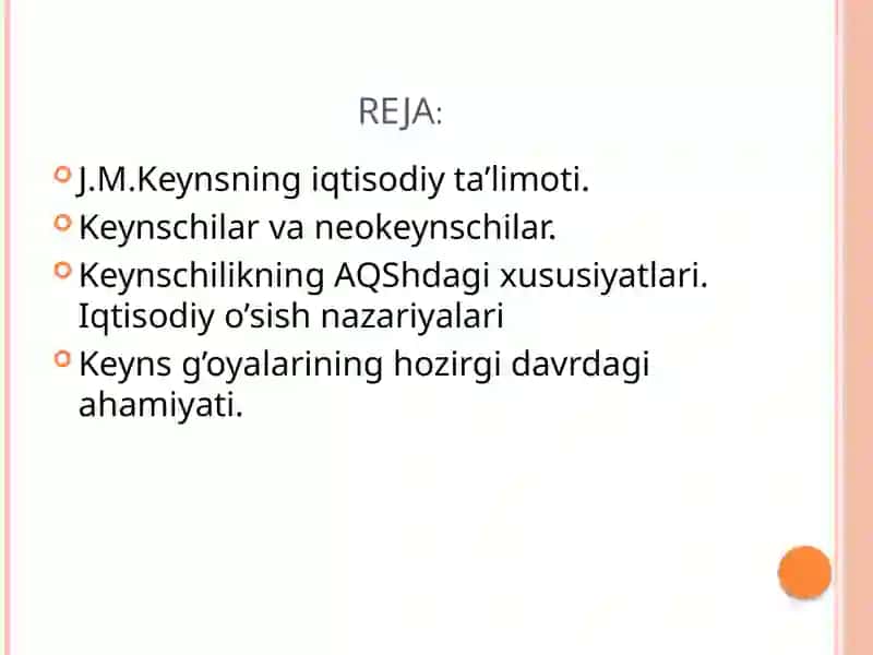 Jon Meynard Keyns ta'limoti va neokeynschilik 2