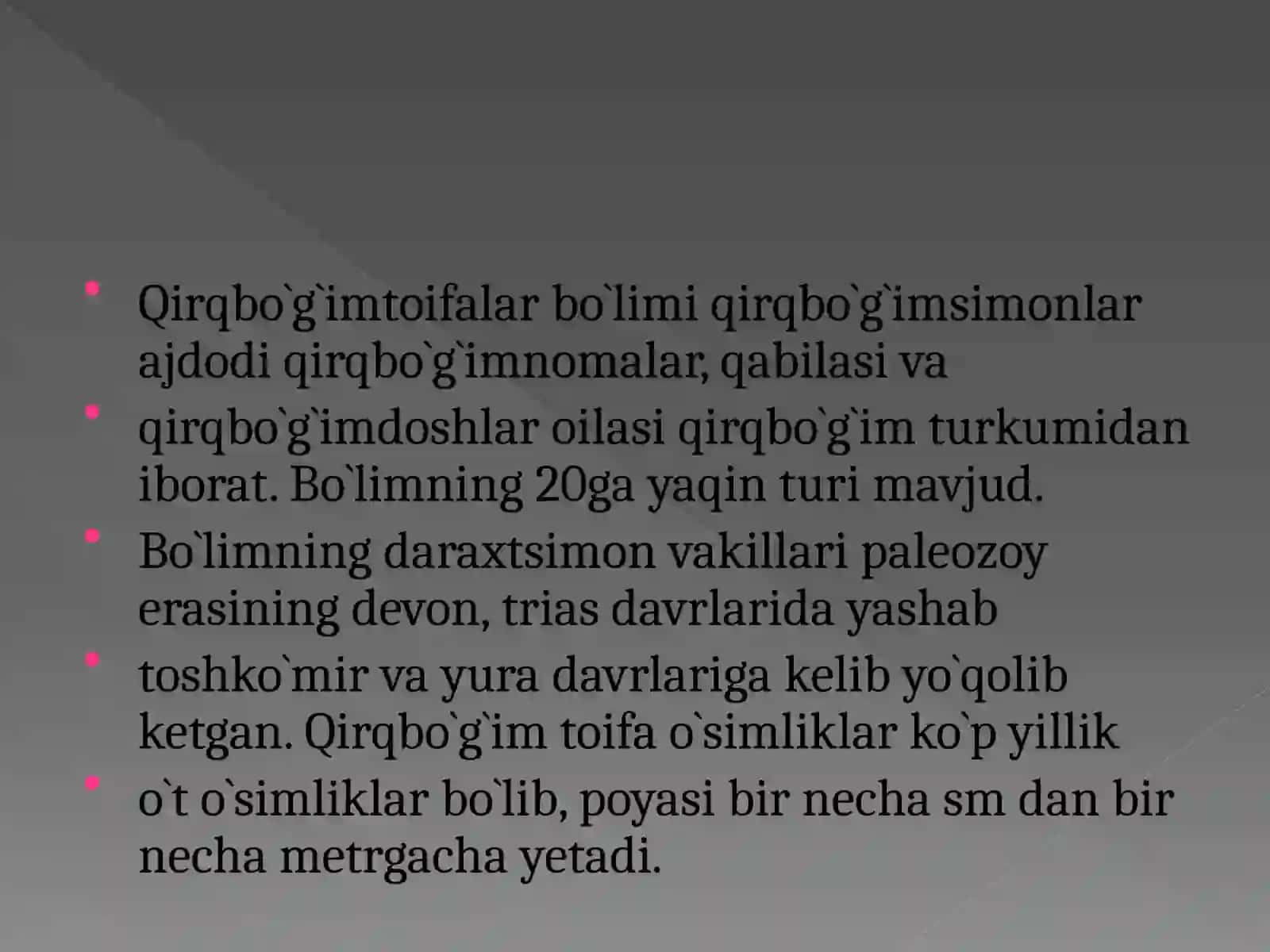 Qirqbo`g`imtoifalar bo`limi 2