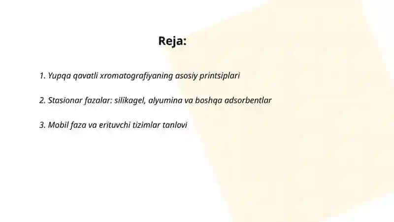 Yupqa qavatli xromatografiya usullari yordamida moddalar analizi 2