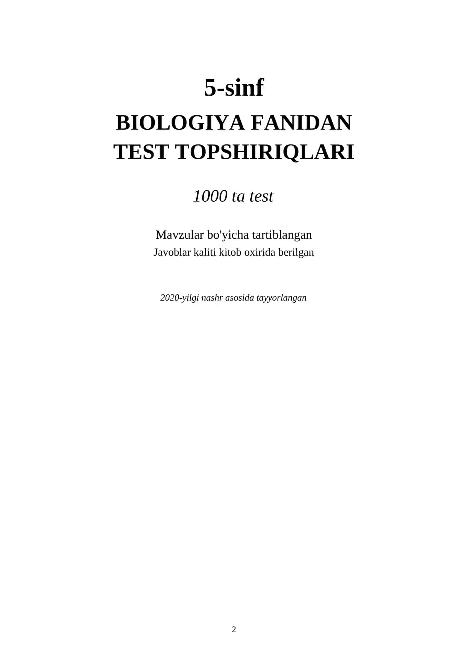 BIOLOGIYA FANIDAN 1000 TA TEST TOPSHIRIQLARI 2