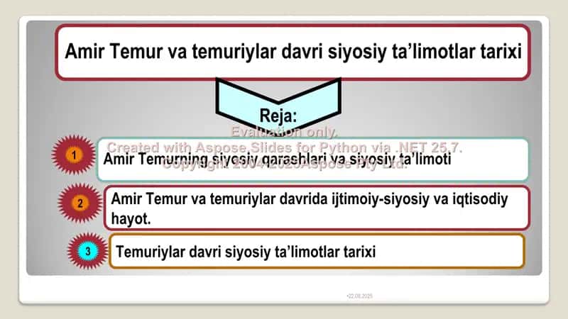 Amir Temur va temuriylar davri siyosiy ta’limotlar tarixi 2