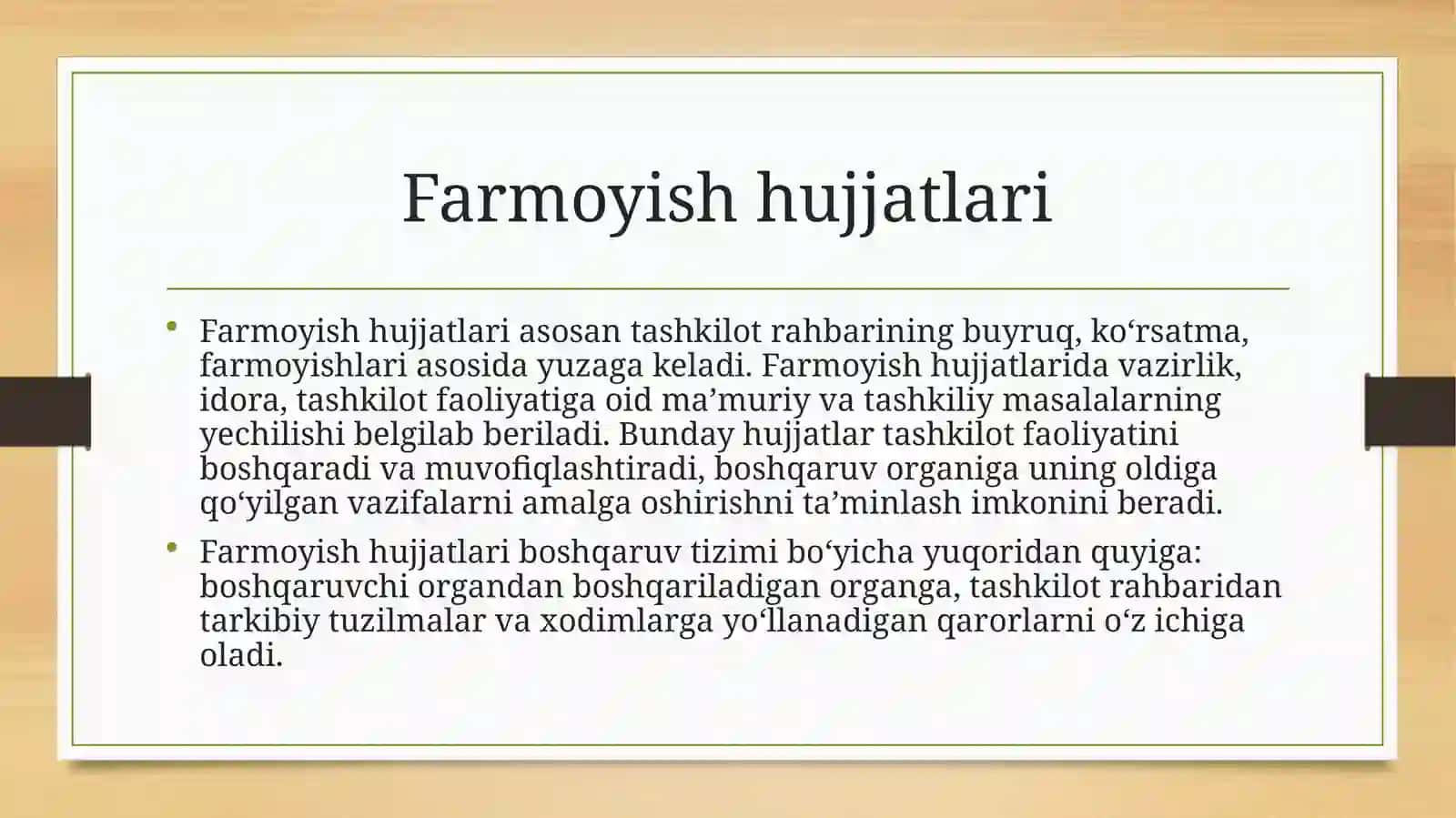 Farmoyish hujjatlari va ularning turlari 2