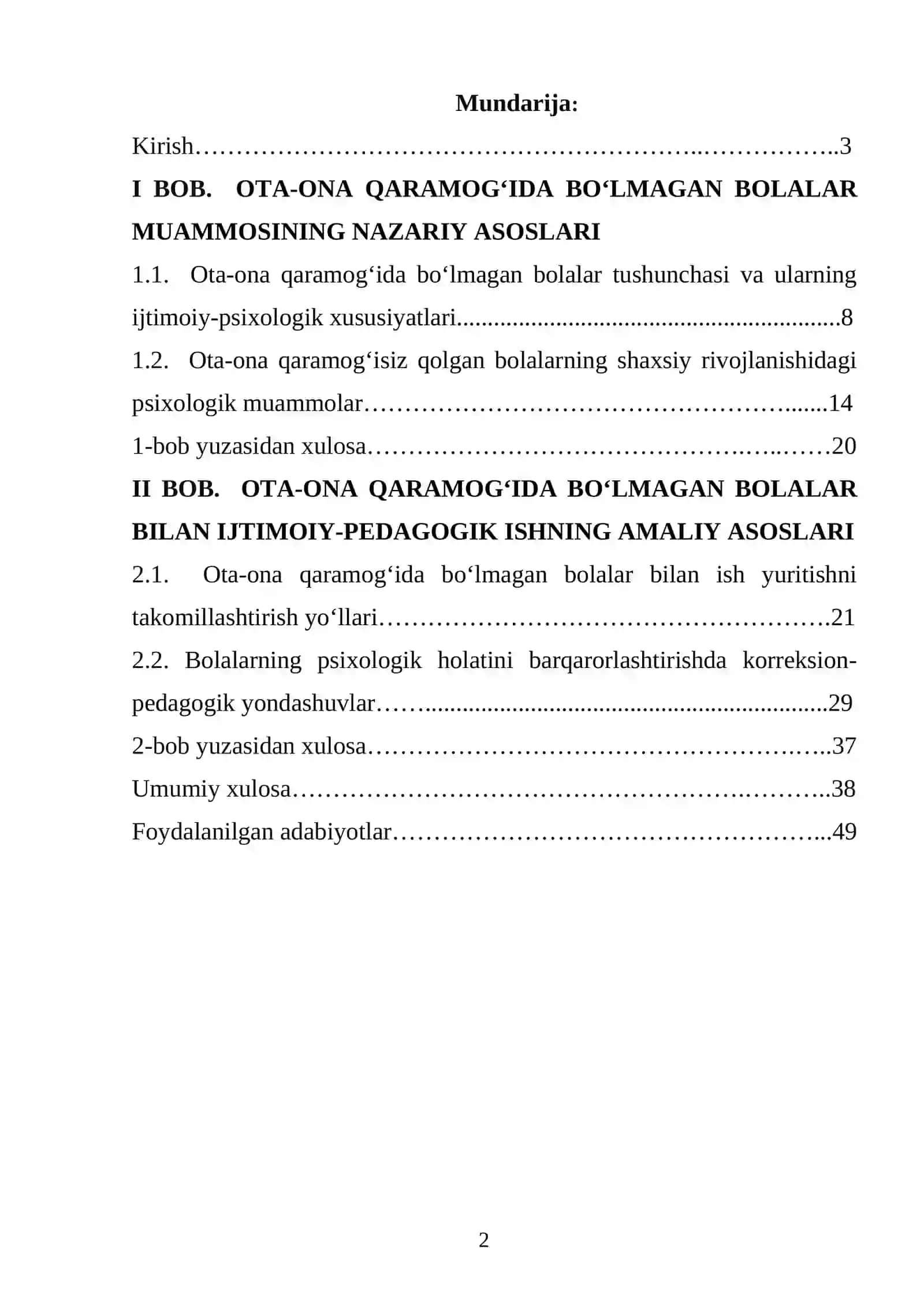 Ota-ona qaramog'ida bo'lmagan bolalar bilan ijtimoiy-pedagogik ish yuritish 2