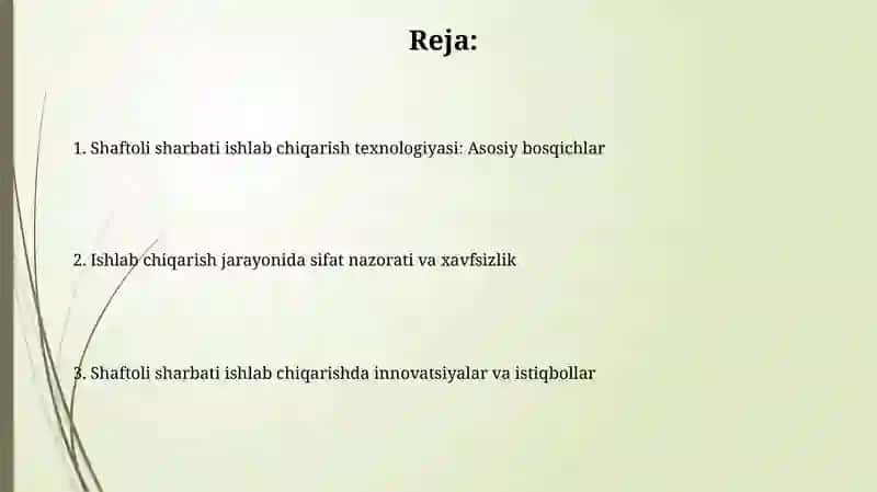 Shaftoli sharbati ishlab chiqarish texnologiyasi 2