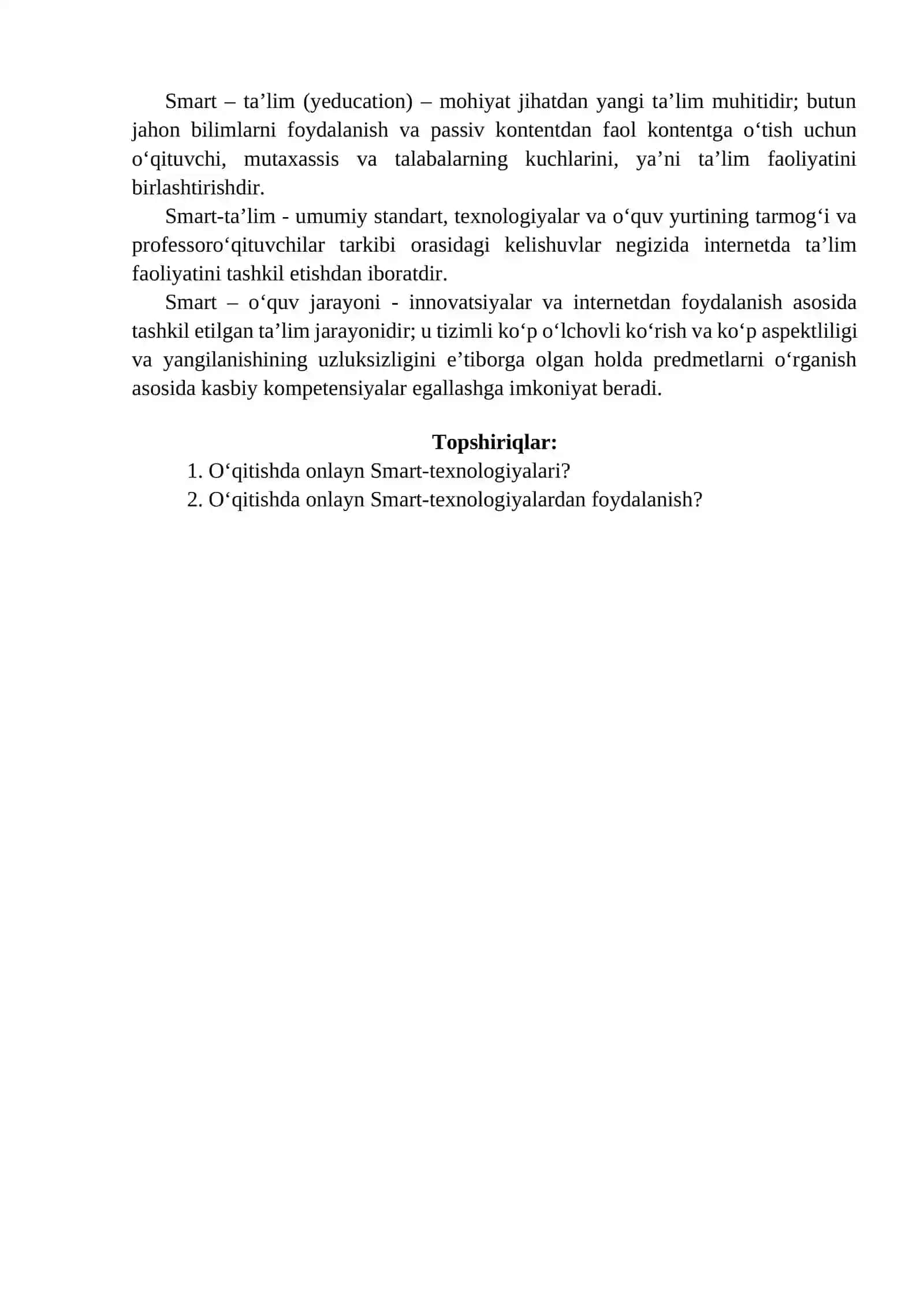 14-Amaliy mashg`ulot. O‘qitishda onlayn Smart texnologiyalardan foydalanish 2