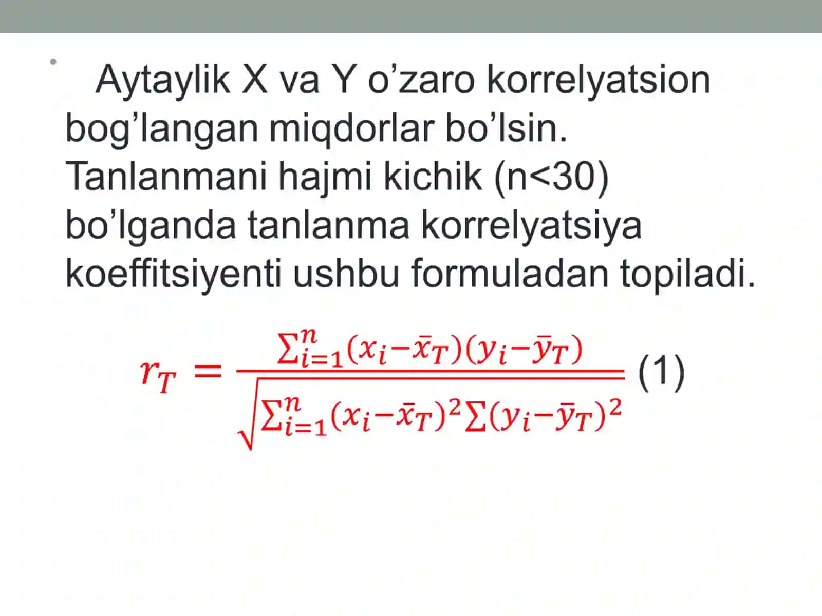 Korrelyatsiya koeffitsiyenti va regressiya to’g’ri chizig’ining tenglamasini topish 2