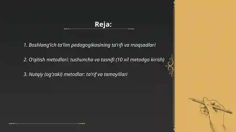 BOSHLANGʻICH TA'LIM PEDAGOGIKASI. 10 XIL METODLAR. TARIF VA TAMOYILLARI 2