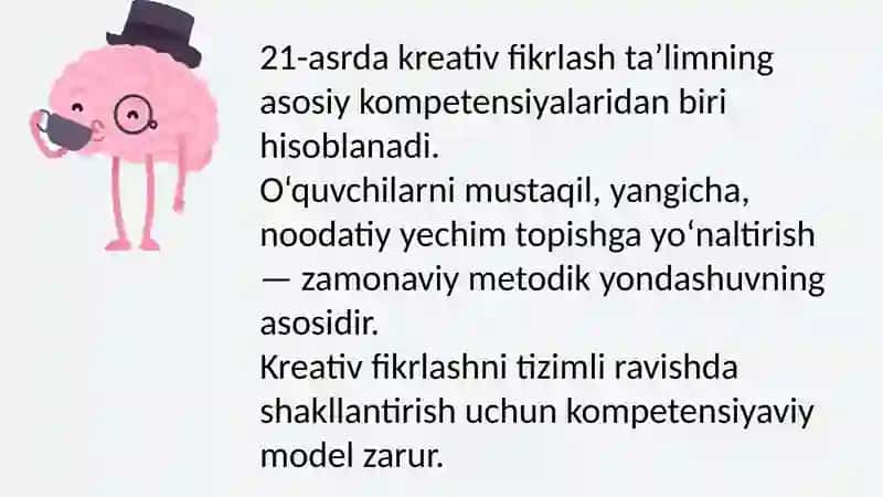 Kreativ fikrlashning kompetensiyaviy modeli 2