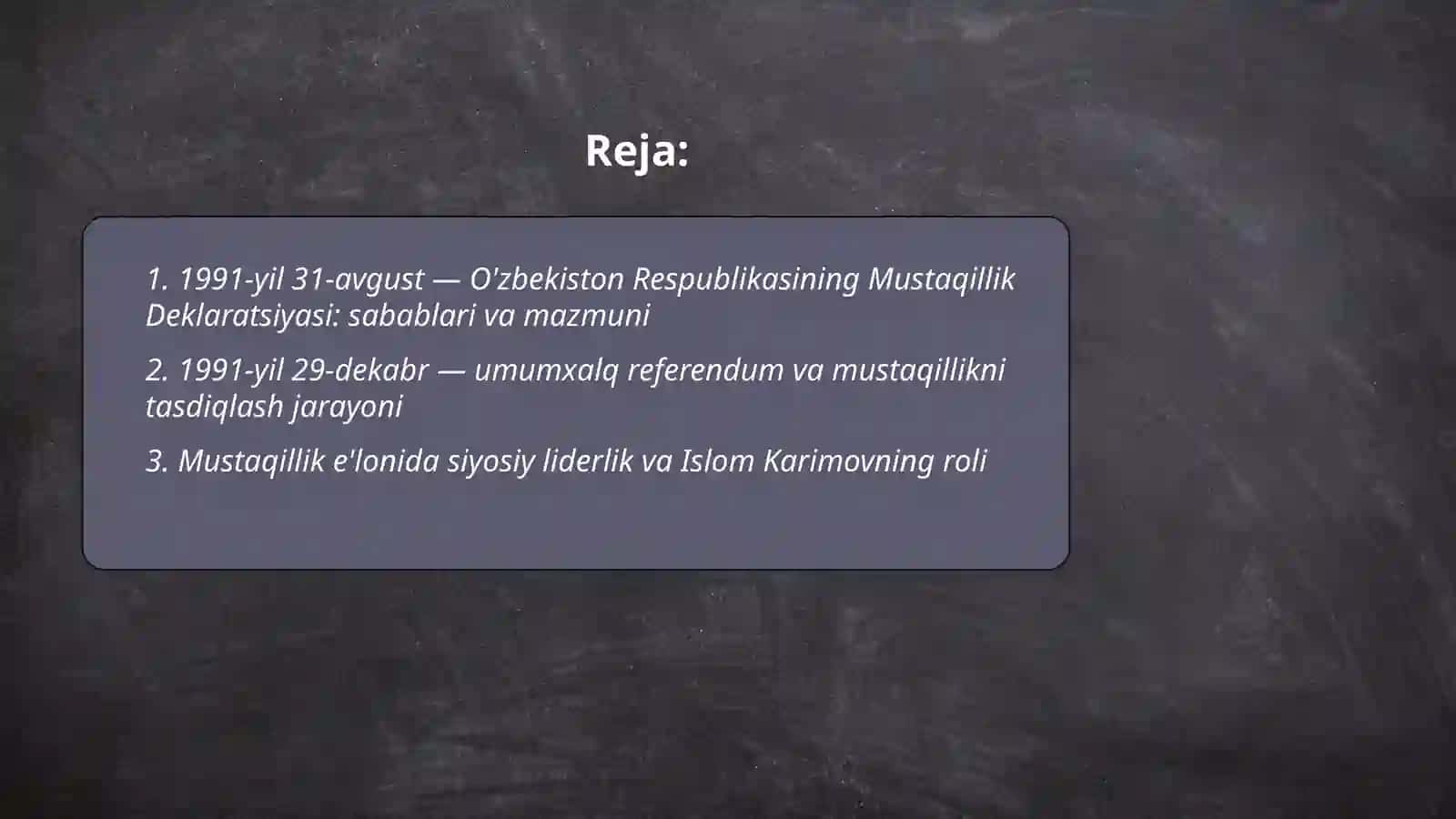Mustaqil O'zbekiston Respublikasining e'lon qilinishi va uning tarixiy ahamiyati 2