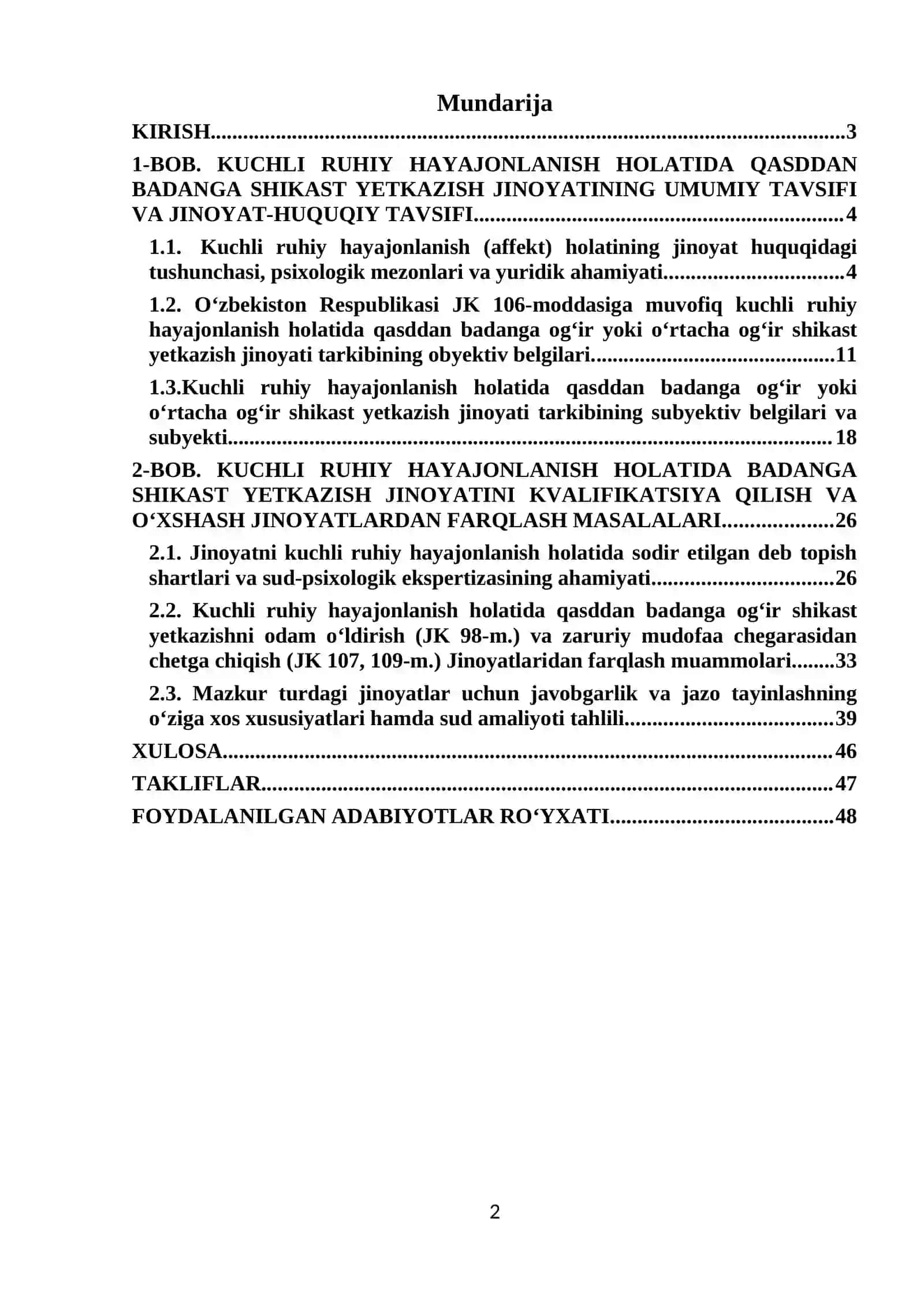 Kuchli ruhiy hаyаjonlаnish holаtidа qаsddаn bаdаngа og'ir yoki o'rtаchа og'ir shikаst yetkаzish jinoyаtining jinoyаt huquqiy jihаtlаri 2