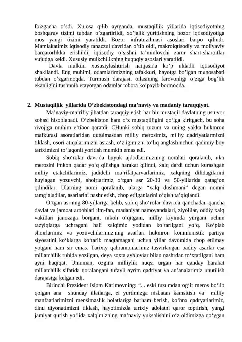 O'zbekiston Respublikasidagi ijtimoiy o'zgarishlar 2