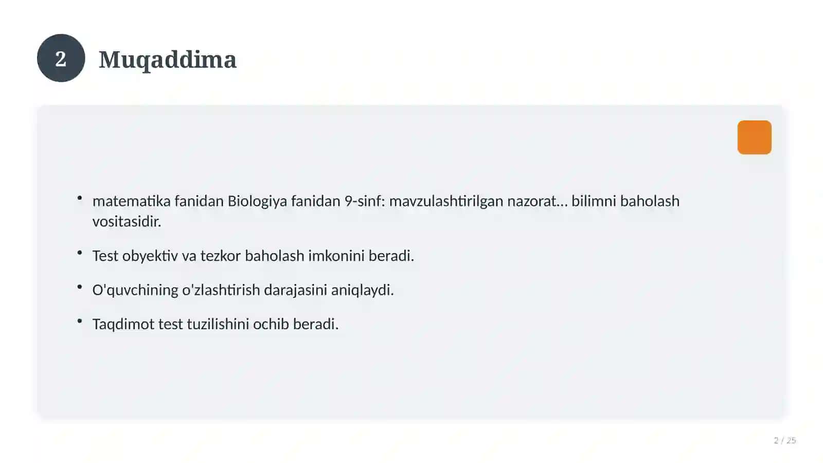 Biologiya fanidan 9-sinf: mavzulashtirilgan nazorat ishi va tahlil 2