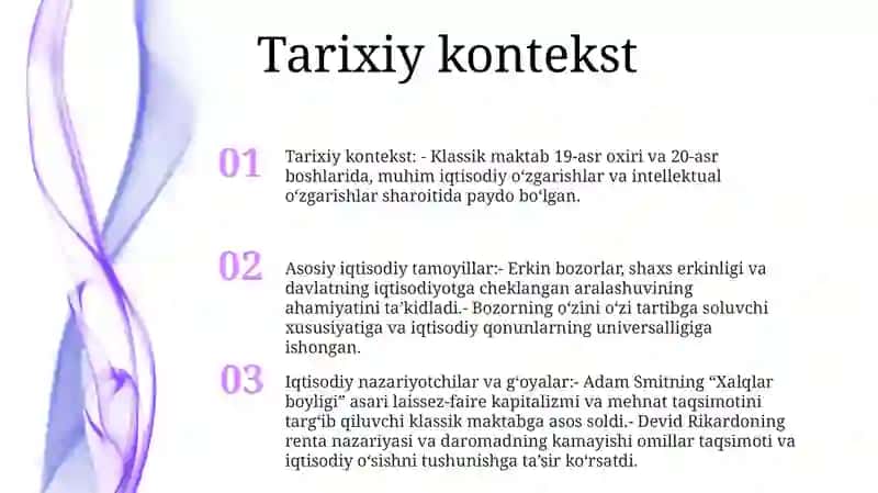 Klassik Maktabning Iqtisodiy Talimotlar Boyicha Taqdimod Tayyorlash 2