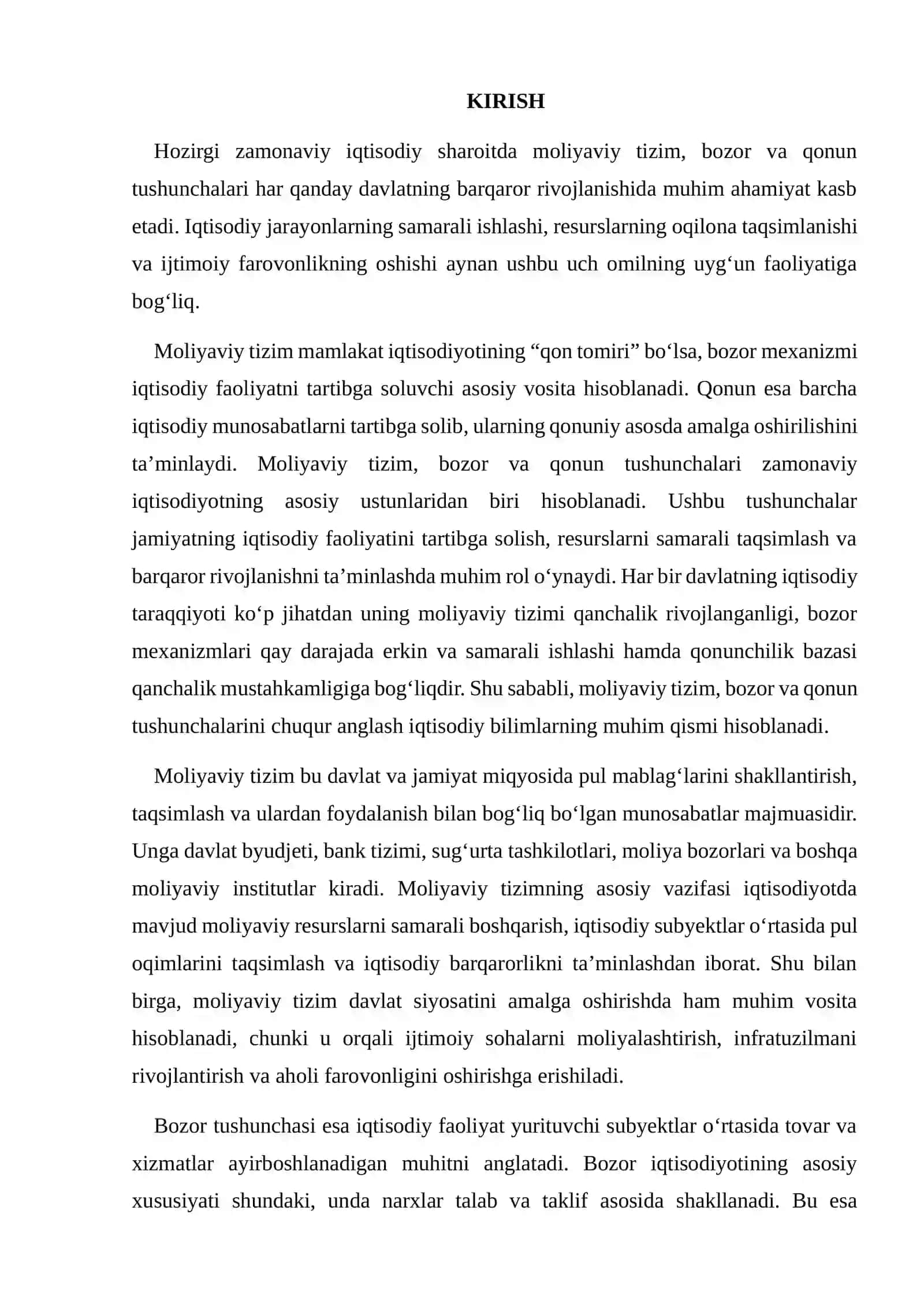 Moliyaviy Tizim, Bozor va Qonun Tushunchasi 2