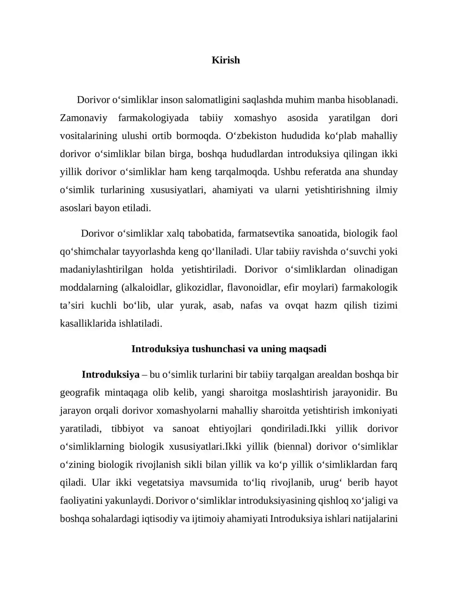 O'zbekistonda introduksiya qilingan dorivor ikki yillik o'simliklar turlari 2