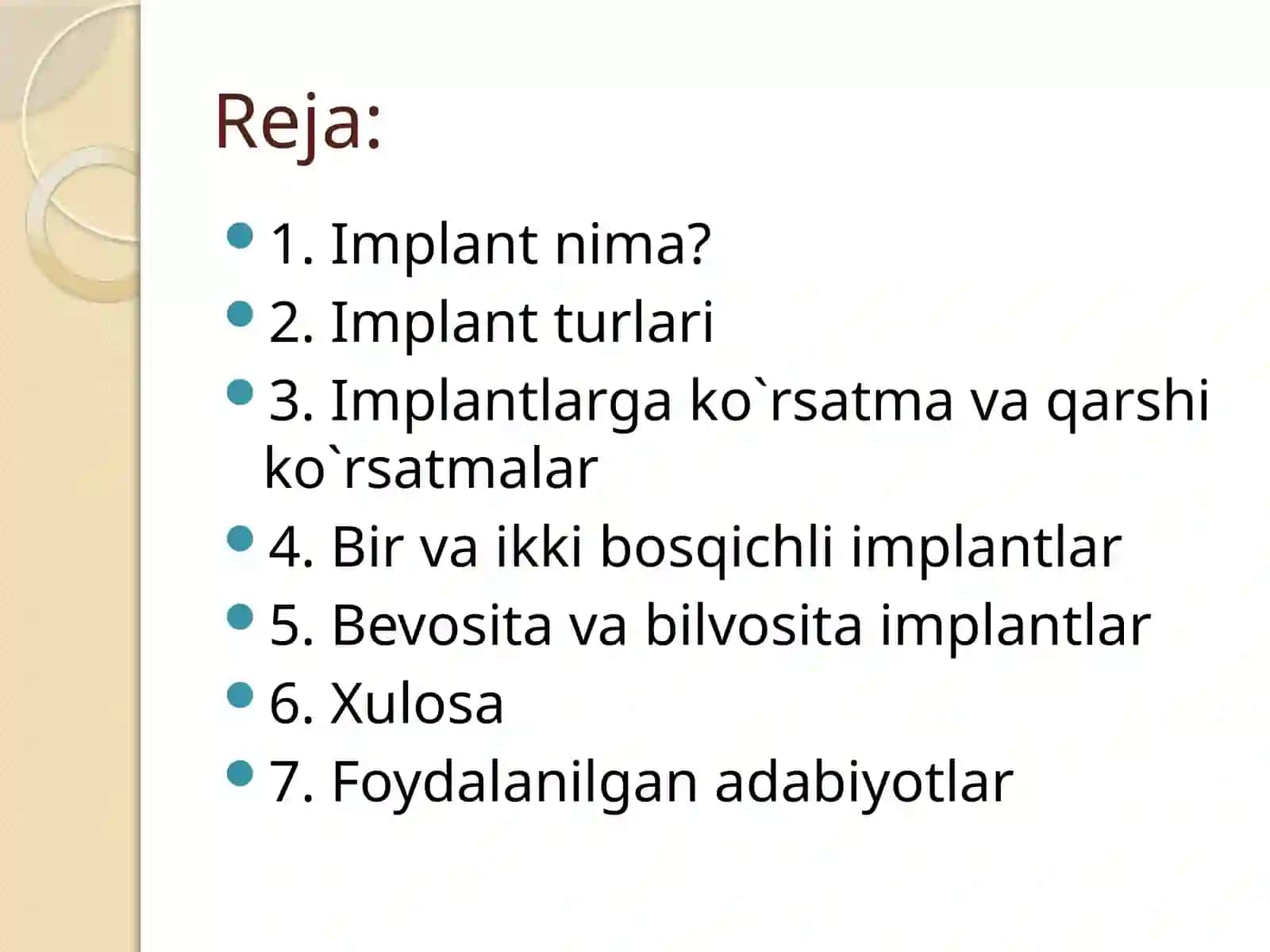 Tish implantlari, ko`rsatma va qarshi ko`rsatmalar, implantatsiya bosqichlari va usullari 2