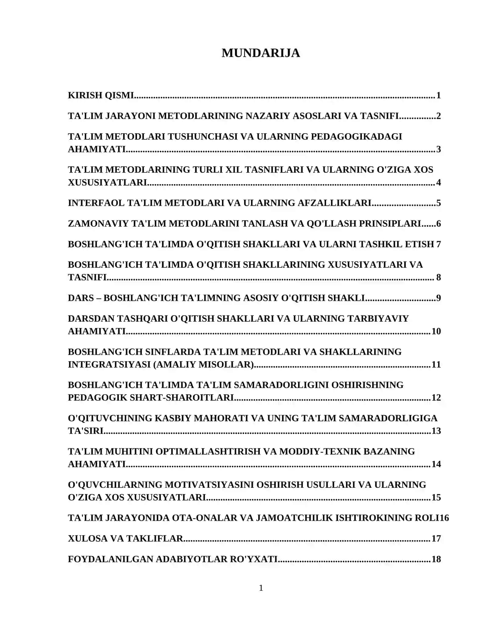 Mavzu: Taʼlim jarayonining metodlari. Boshlangʻich taʼlimda oʻqitish shakllari 2