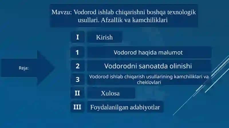 Vodorod ishlab chiqarish 2