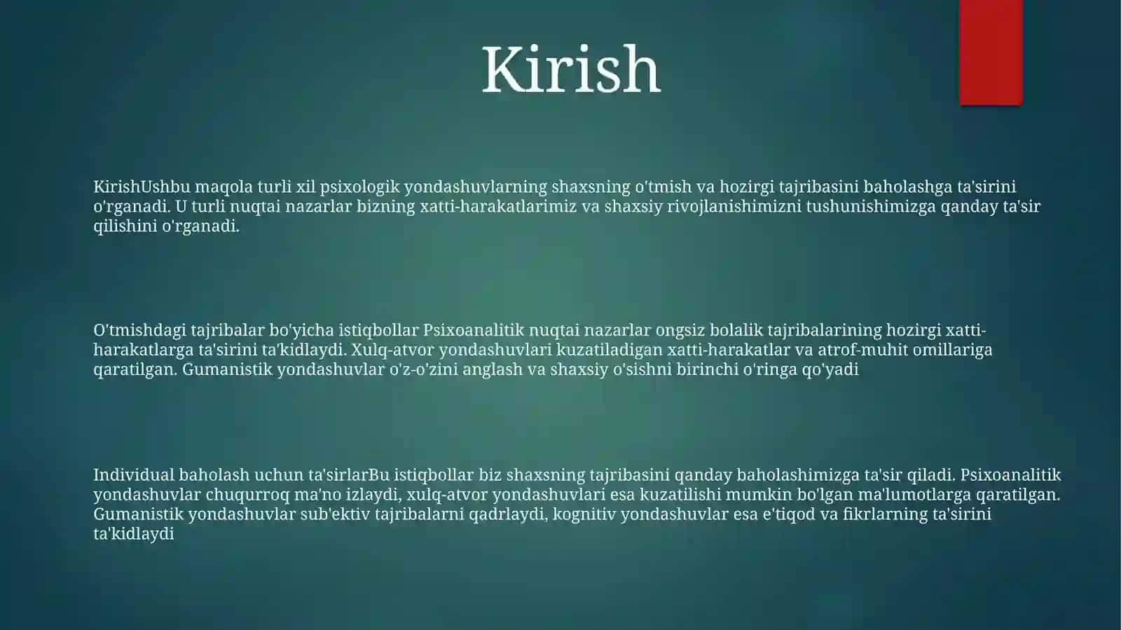Psixologik Yönalishlar Baholash 2