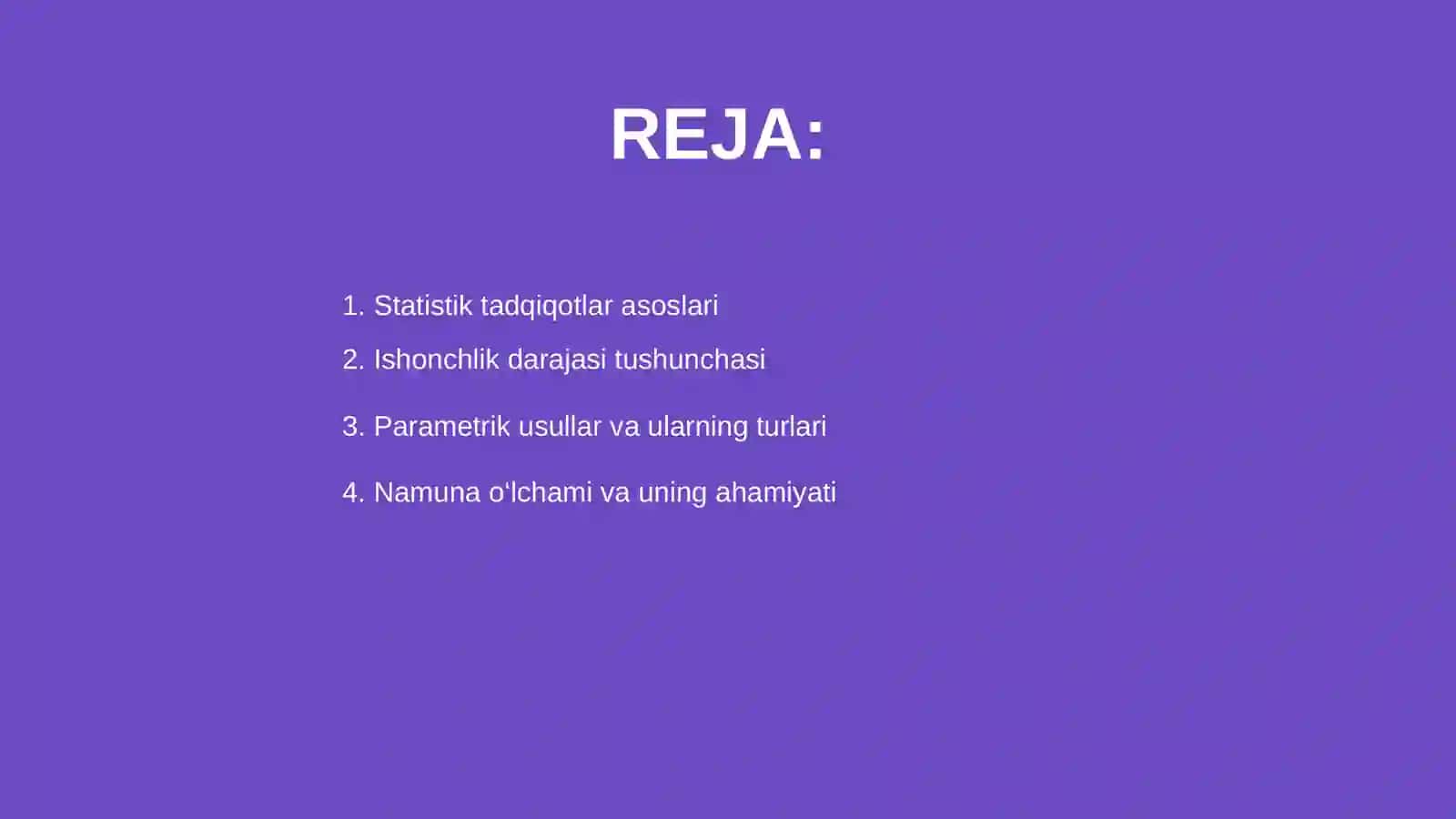 Statistik tadqiqotlar natijasini ishonchlik darajasini hisoblashning parametrik usullari 2