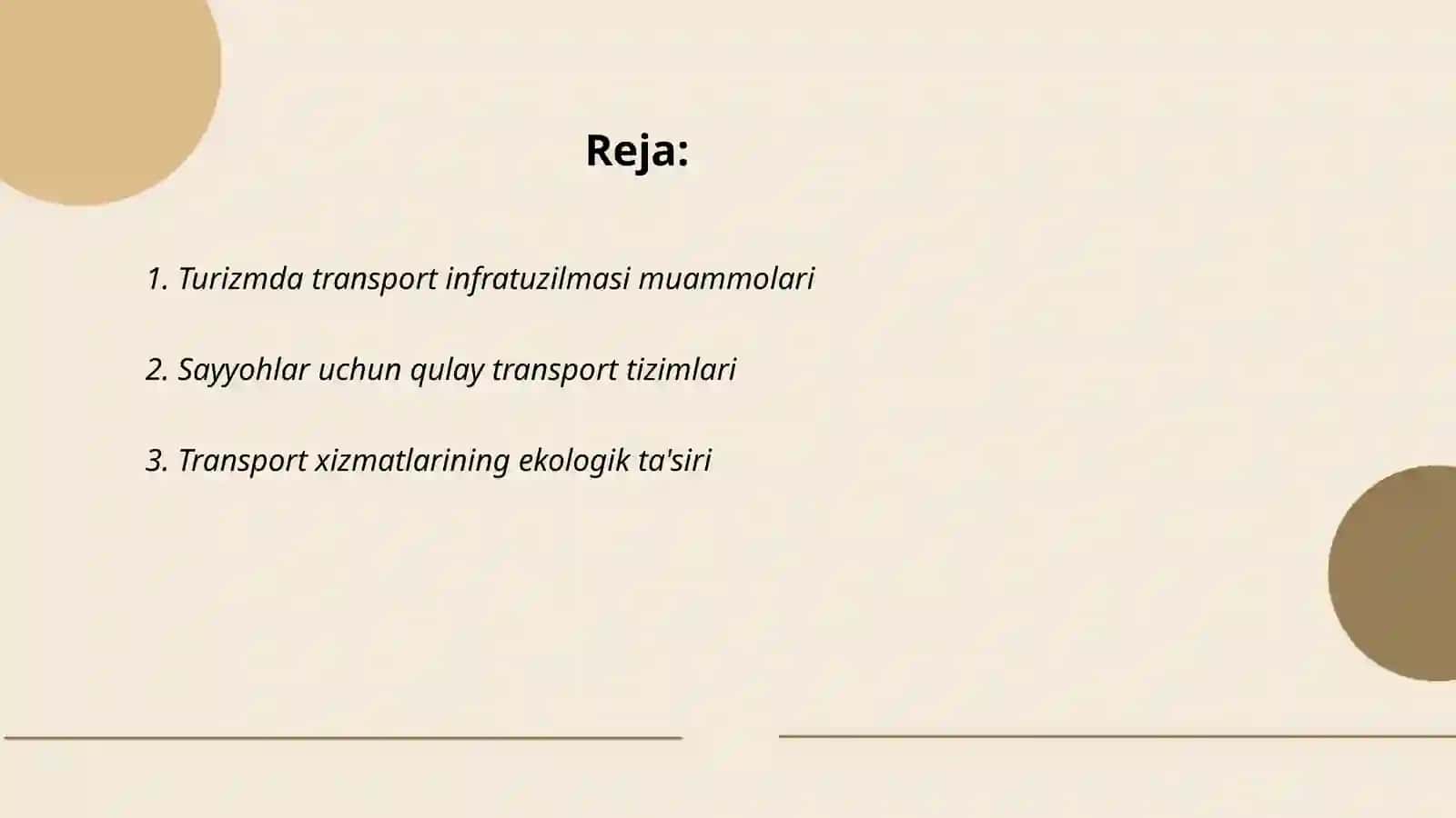 Turizmda transport xizmatlari bilan bog‘liq muommolar va ularning innovatsion yechimlari 2
