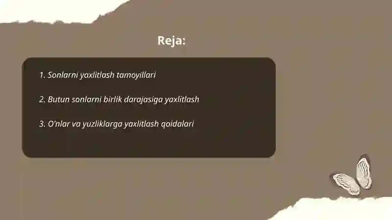 Sonlarni yaxlitlash. Rim raqamlari 2