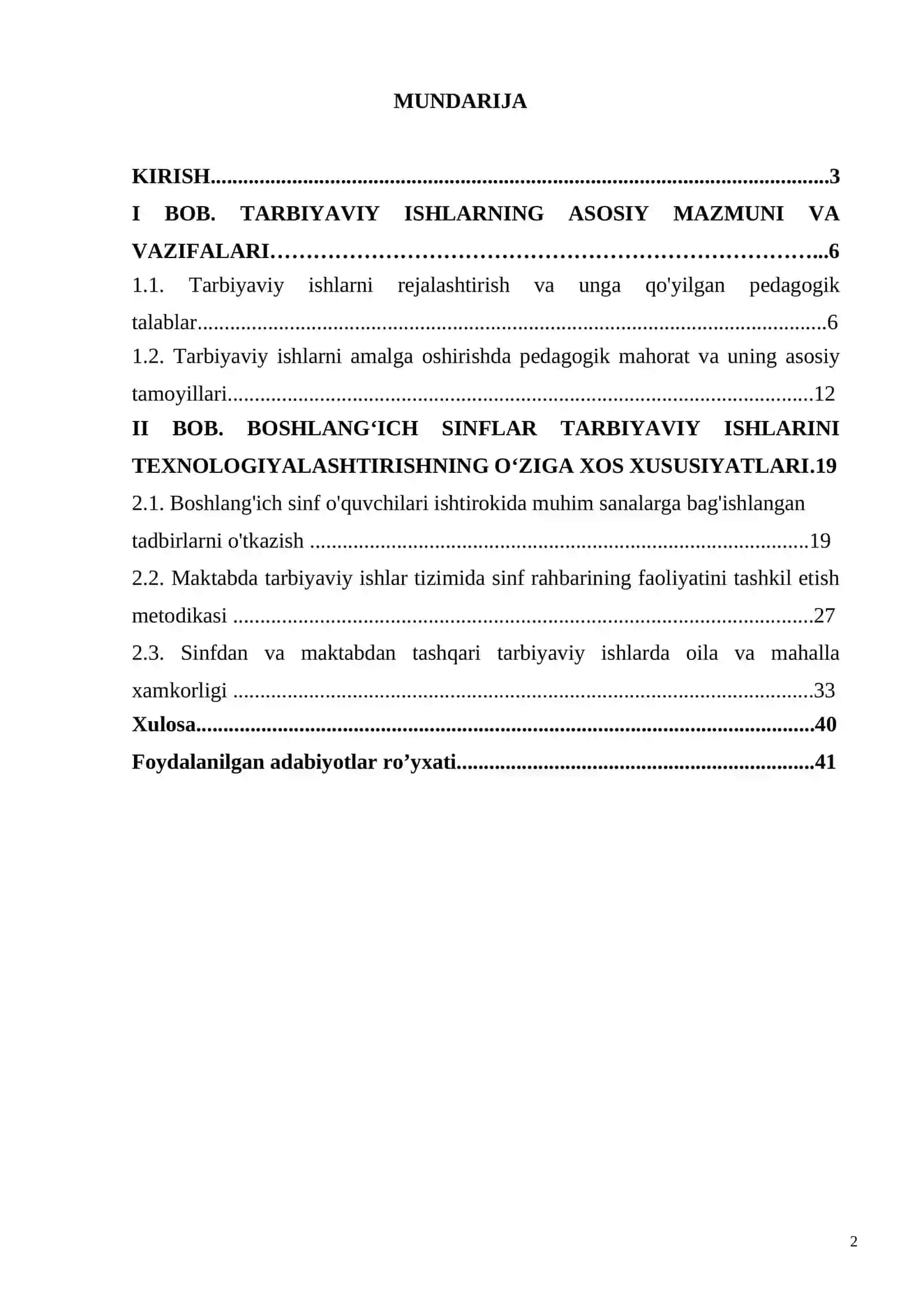 TARBIYAVIY ISHLAR REJASINI TUZISH ISHLANMA-LOYIHASI 2