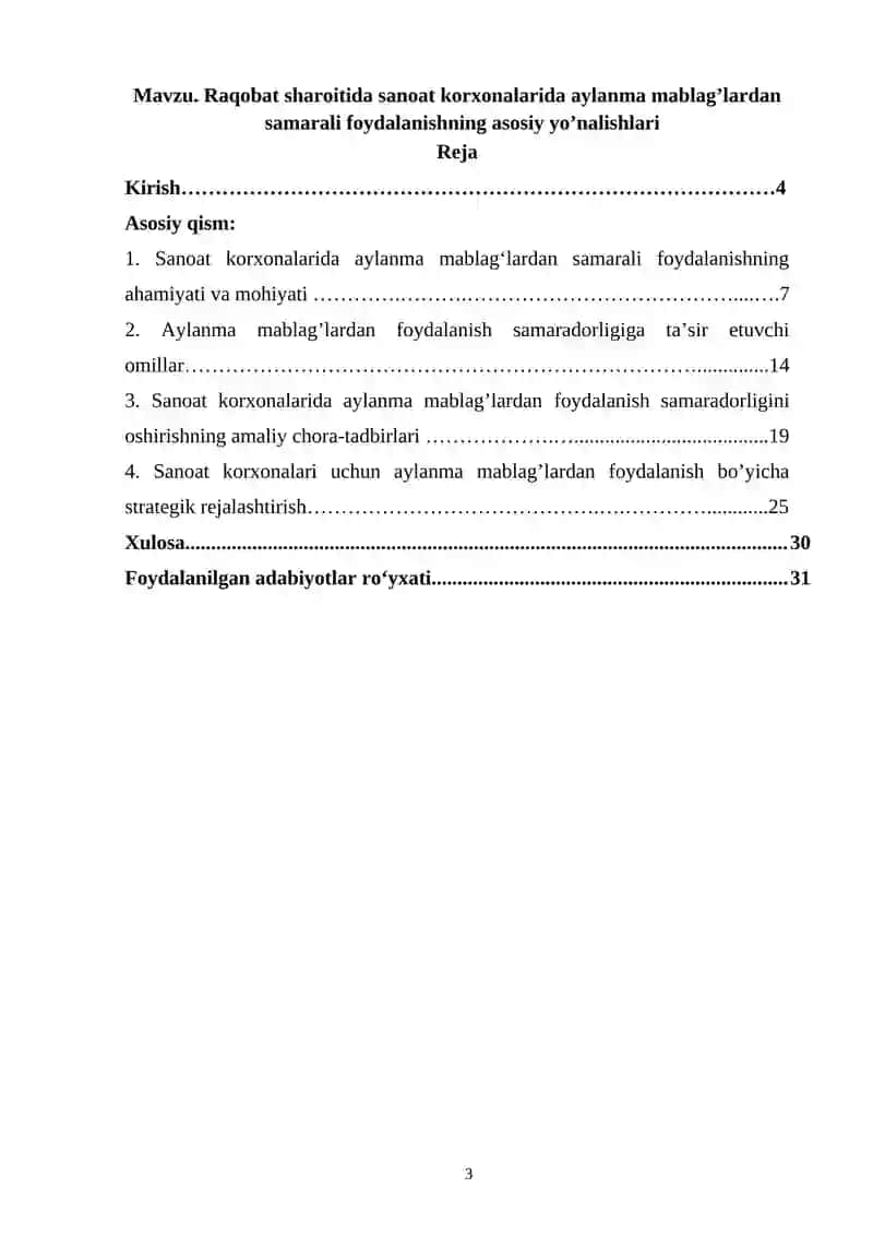 “Raqobat sharoitida sanoat korxonalarida aylanma mablag‘lardan samarali foydalanishning asosiy yo‘nalishlari” mavzusida ilmiy ish 2