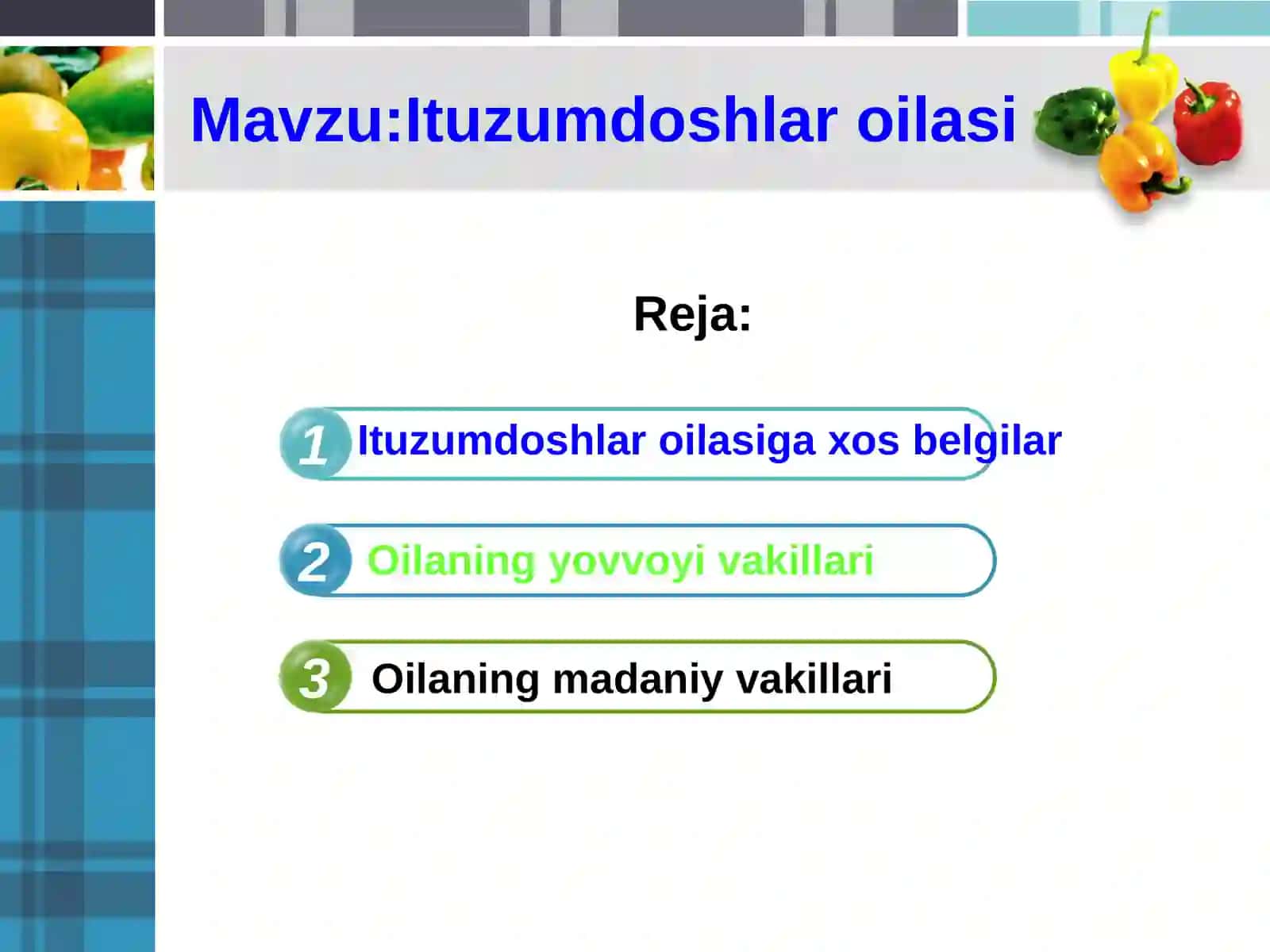 Ituzumdoshlar oilasimavzusida tayyorlagan slayd 2