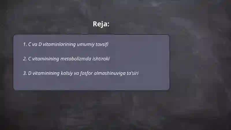 C va D vitaminining organizimdagi ahamiyati 2