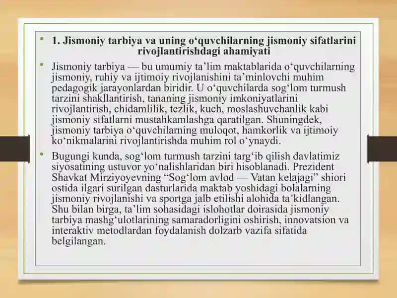 Umumiy ta’lim maktabi o‘quvchilarning jismoniy sifatlarini tarbiyalash 2
